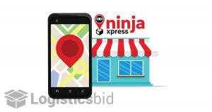 ilustrasi agen ninja xpress dan lokasinya pada handphone