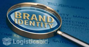 Kaca pembesar menunjukkan tulisan 'Brand Identity'.