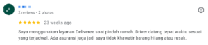 Screenshot testimoni pengguna layanan Deliveree