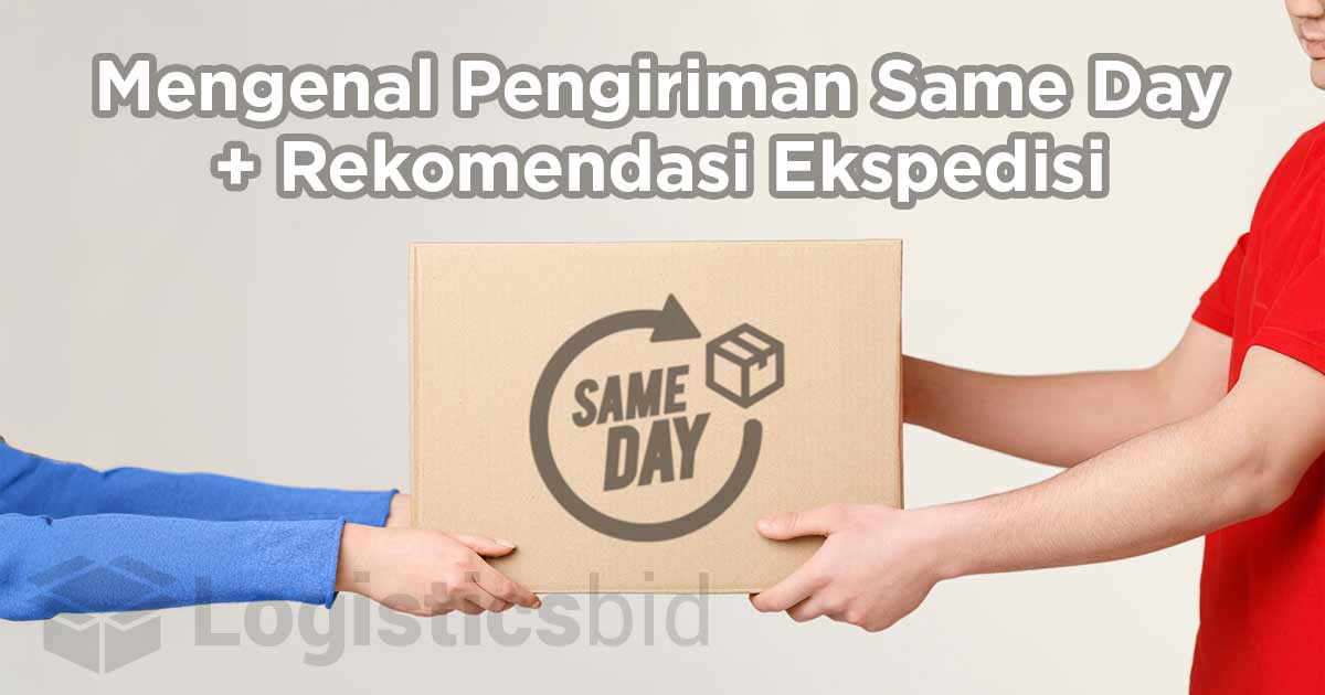 Ilustrasi pengiriman same day antara dua orang dengan tulisan 'Mengenal Pengiriman Same Day + Rekomendasi Ekspedisi'