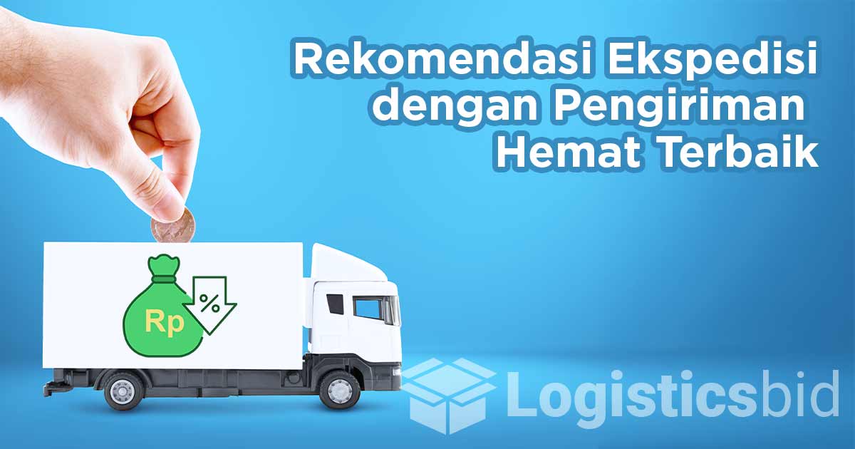Ilustrasi penghematan biaya pengiriman dengan gambar truk ekspedisi dan simbol diskon sebagai ilustrasi “Rekomendasi 5 Ekspedisi dengan Pengiriman Hemat Terbaik”